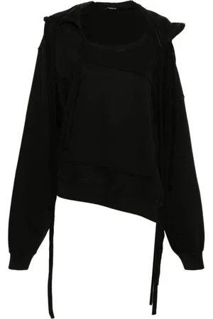OTTOLINGER Sweatshirts & Hoodies, Dames, Zwart, S, Katoen, Zwarte Sweater met Deconstructed Design