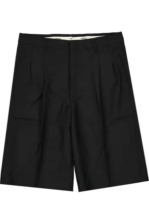 VERSACE Korte broeken, Heren, Zwart, M, Wol, Zwarte Shorts Ss 22 Mohair Wolmix