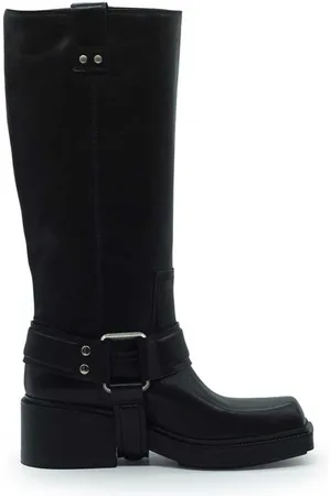 vic matiè Schoenen, Dames, Zwart, 36 EU, Leer, Zwarte Gaucho-stijl Fray Laarzen