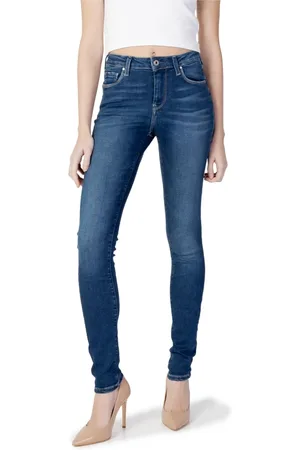Pepe Jeans Jeans, Dames, Blauw, W26 L30, Katoen, Blauwe versleten effen jeans