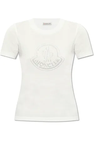 Moncler Tops, Dames, Wit, M, Katoen, T-shirt met logo