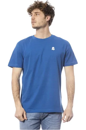 Invicta Tops, Heren, Blauw, L, Katoen, Blauw Logo Print Katoenen T-shirt