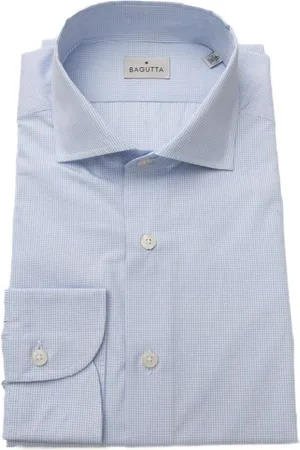 BAGUTTA Overhemden, Heren, Blauw, 2Xl, Katoen, Lichtblauw Frans Kraag Katoenen Overhemd