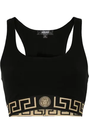 VERSACE Tops, Dames, Zwart, XS, Zwarte Top met Medusa Motief