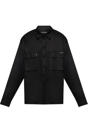 Dolce & Gabbana Overhemden, Heren, Zwart, XL, Wol, Wollen overhemd