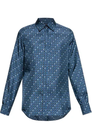 Dolce & Gabbana Overhemden, Heren, Blauw, L, Zijden overhemd