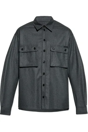 Dolce & Gabbana Overhemden, Heren, Grijs, 2Xl, Wol, Wollen overhemd