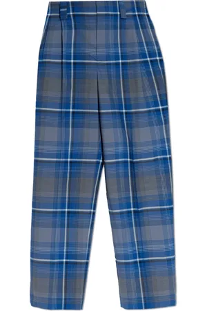Marni Broeken, Dames, Blauw, S, Wol, Geruite broek