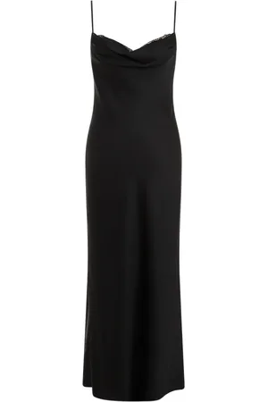 Alexander McQueen Kleedjes, Dames, Zwart, S, Satijn, Zwart Zijden Kant Avondjurk