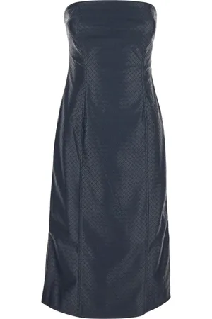 ROTATE Kleedjes, Dames, Blauw, S, Leer, Gevlochten Midi Jurk
