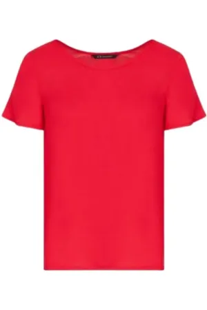 Armani Exchange Tops, Dames, Rood, S, Rode T-shirt en Polo Collectie