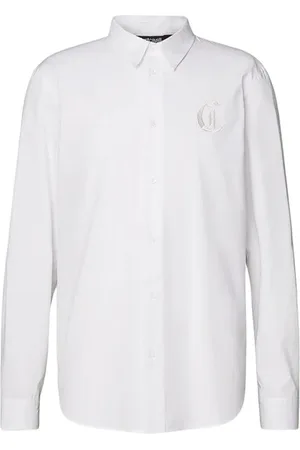 Roberto Cavalli Overhemden, Heren, Wit, 2Xl, Elegante Witte Shirt Gotisch Borduurwerk