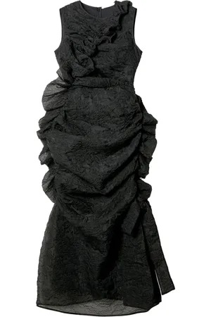 Cecilie Bahnsen Kleedjes, Dames, Zwart, S, Katoen, Gotische Stijl Gerimpelde Jurk