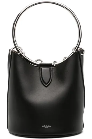 Alaïa Tassen, Dames, Zwart, ONE Size, Suède, Zwarte Leren Bucket Tas Ring Detailing