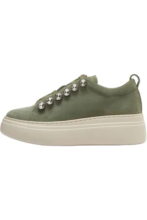 Emanuélle vee Schoenen, Dames, Groen, 40 EU, Suède, Groene Suède Sneakers met Strass Veters