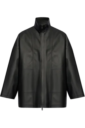 FEAR OF GOD Mantels, Heren, Zwart, L, Leer, Jas met logo