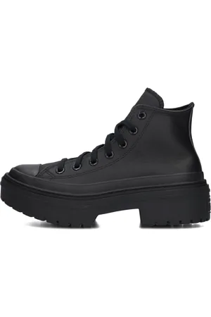Converse Schoenen, Dames, Zwart, 36 1/2 EU, Zwarte Hoge Top Lugged Hiel Sneakers