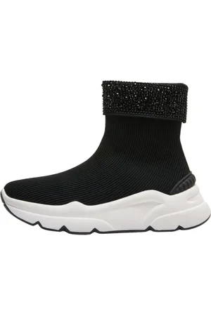 Emanuélle vee Schoenen, Dames, Zwart, 40 EU, Zwarte hardloopsneakers met strass