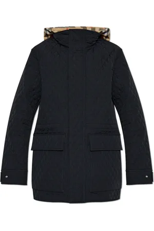 Burberry Jassen, Dames, Zwart, L, Polyester, Gewatteerde jas met capuchon