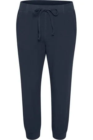 Kaffe Broeken, Dames, Blauw, M, Katoen, Midnight Marine Capri Broek