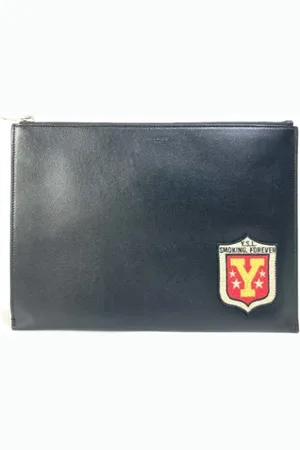 Saint Laurent Pre-owned, Dames, Zwart, ONE Size, Pre-owned Leather clutches