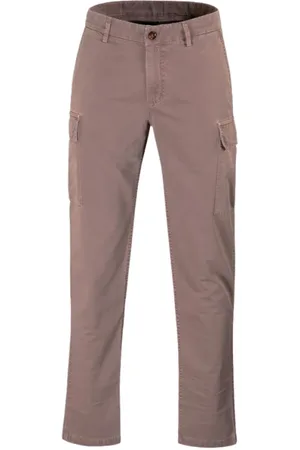 MOORER Broeken, Heren, Bruin, 3Xl, Katoen, Sportieve Cargo Broek in Unieke Stof