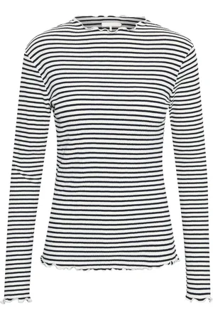 Karen by Simonsen Tops, Dames, Veelkleurig, 2Xs, Gestreepte longsleeve top met ruchedetails