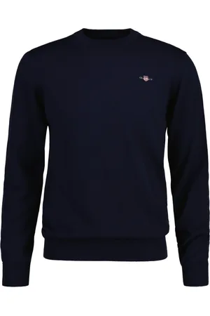 GANT Sweatshirts & Hoodies, Dames, Blauw, XL, Katoen, Avondblauwe Gebreide Trui - Dames Casual Stijl