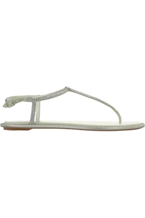 RENE CAOVILLA Schoenen, Dames, Groen, 36 EU, Satijn, Groene Juweel Leren Sandalen