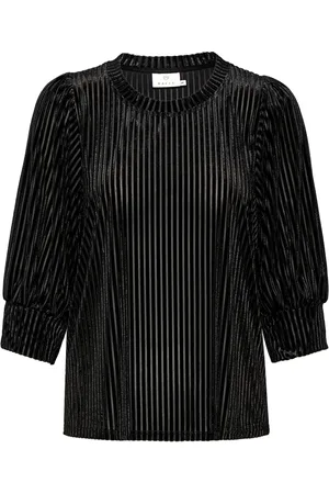 Kaffe Blouses & Shirts, Dames, Zwart, 2Xl, Polyester, Flatterende losvallende blouse met pofmouwen