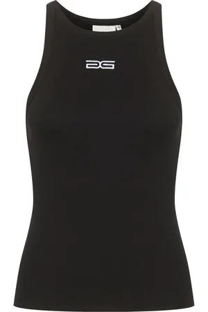Gestuz Tops, Dames, Zwart, XL, Katoen, Logo Tank Top Zwart