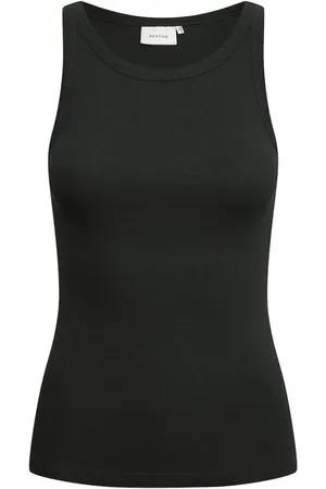 Gestuz Tops, Dames, Zwart, XS, Katoen, Slim Fit Korte Top