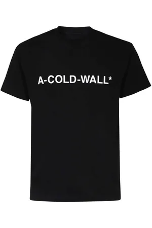 A-cold-wall* Tops, Heren, Zwart, S, Katoen, Katoenen T-shirt met Geribbelde Halslijn