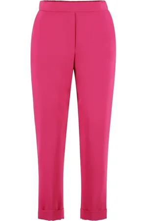 P.A.R.O.S.H. Broeken, Dames, Roze, M, Polyester, Crêpe Broek met Elastische Tailleband