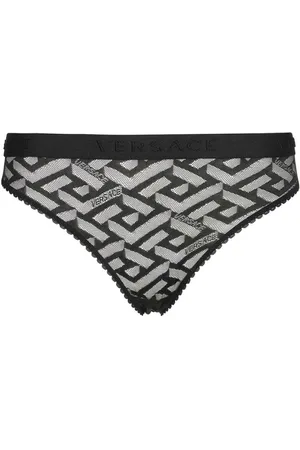 VERSACE Ondergoed, Dames, Zwart, L, Monogram Kant Slipje