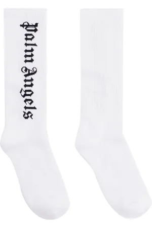 Palm Angels Ondergoed, Heren, Wit, L, Katoen, Logo Intarsia Katoenen Sokken