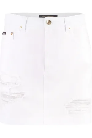 Dolce & Gabbana Rokken, Dames, Wit, XS, Denim, Versleten Denim Minirok