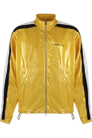 Vetements Jassen, Heren, Geel, S, Polyester, Sweatshirt met rits en zijstrepen