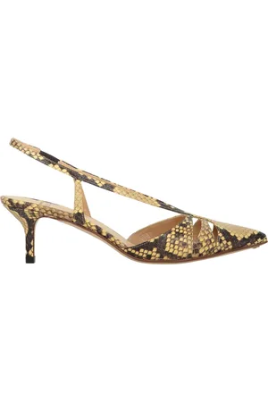 Francesco Russo Schoenen, Dames, Veelkleurig, 38 EU, Leer, Slangeprint Puntige Neus Slingback Pumps