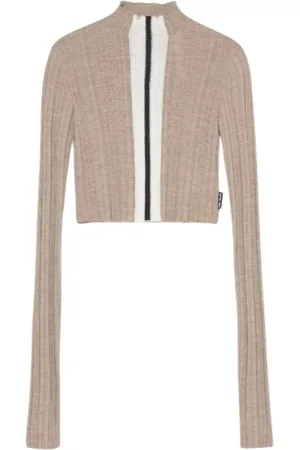 Palm Angels Tops, Dames, , L, Wol, Gestreepte Gebreide Korte Top
