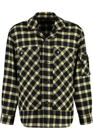 VERSACE Jassen, Heren, Zwart, S, Wol, Wollen Overshirt met Zakken