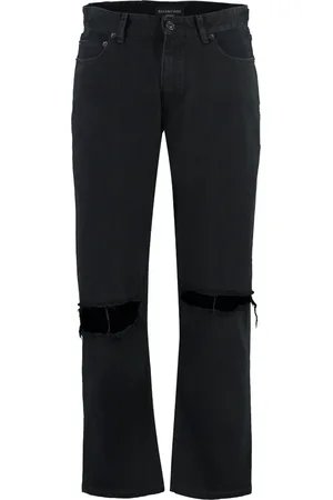 Balenciaga Jeans, Heren, Zwart, S, Katoen, Versleten cropped jeans