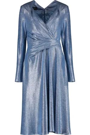 TALBOT RUNHOF Kleedjes, Dames, Blauw, M, Polyester, Gedrapeerd Lurex Gebreide Jurk