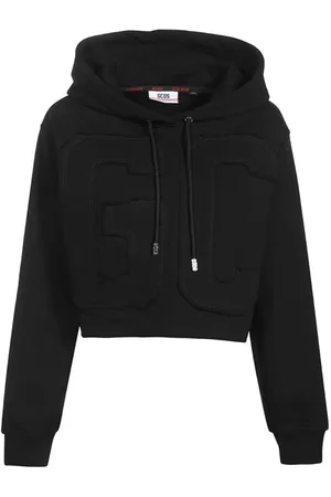 GCDS Sweatshirts & Hoodies, Dames, Zwart, M, Katoen, Geborduurde hoodie