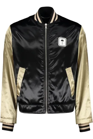 Palm Angels Jassen, Heren, Zwart, S, Nylon, Nylon Bomberjack met Logo Detail
