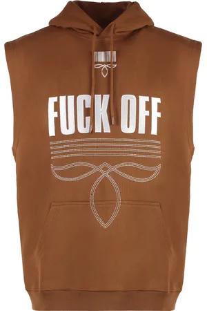 Vetements Sweatshirts & Hoodies, Heren, Bruin, S, Katoen, Geborduurde Katoenen Hoodie