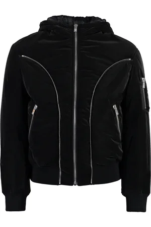 VERSACE Jassen, Heren, Zwart, L, Nylon, Gewatteerde nylon jas met decoratieve ritsen