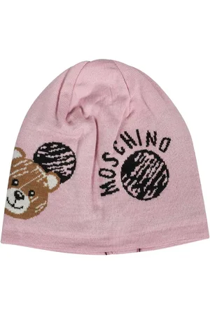Moschino Accessoires, Dames, Roze, ONE Size, Wol, Wollen Beanie met Logo