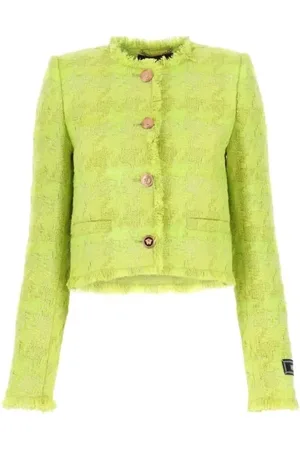 VERSACE Jassen, Dames, Groen, S, Tweed, Stijlvolle Jas voor Mannen en Vrouwen
