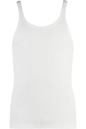 Dolce & Gabbana Tops, Heren, Wit, S, Katoen, Geribbeld Katoenen Tanktop